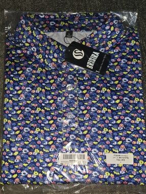 Men's Blue Floral Button-Down Golf Shirt